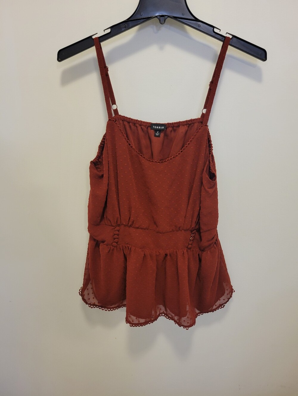 torrid rust peplum cami